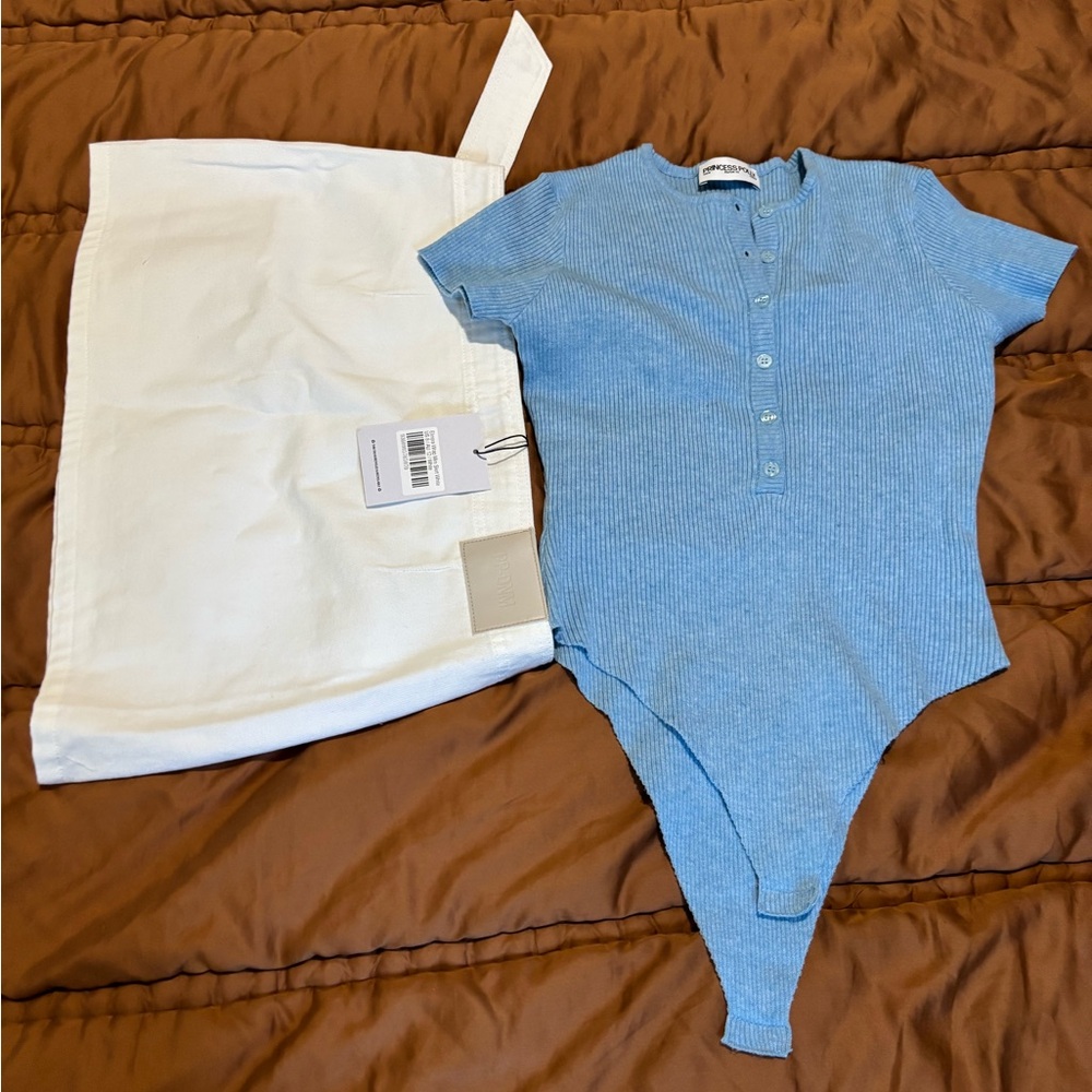 Princess Polly Light Blue Ribbed Top